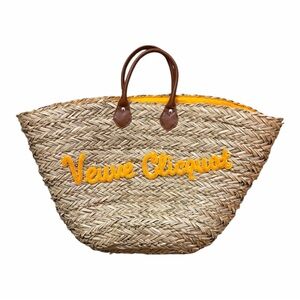 Veuve Clicquot Champagne Seagrass Yellow Straw Basket Tote Bag